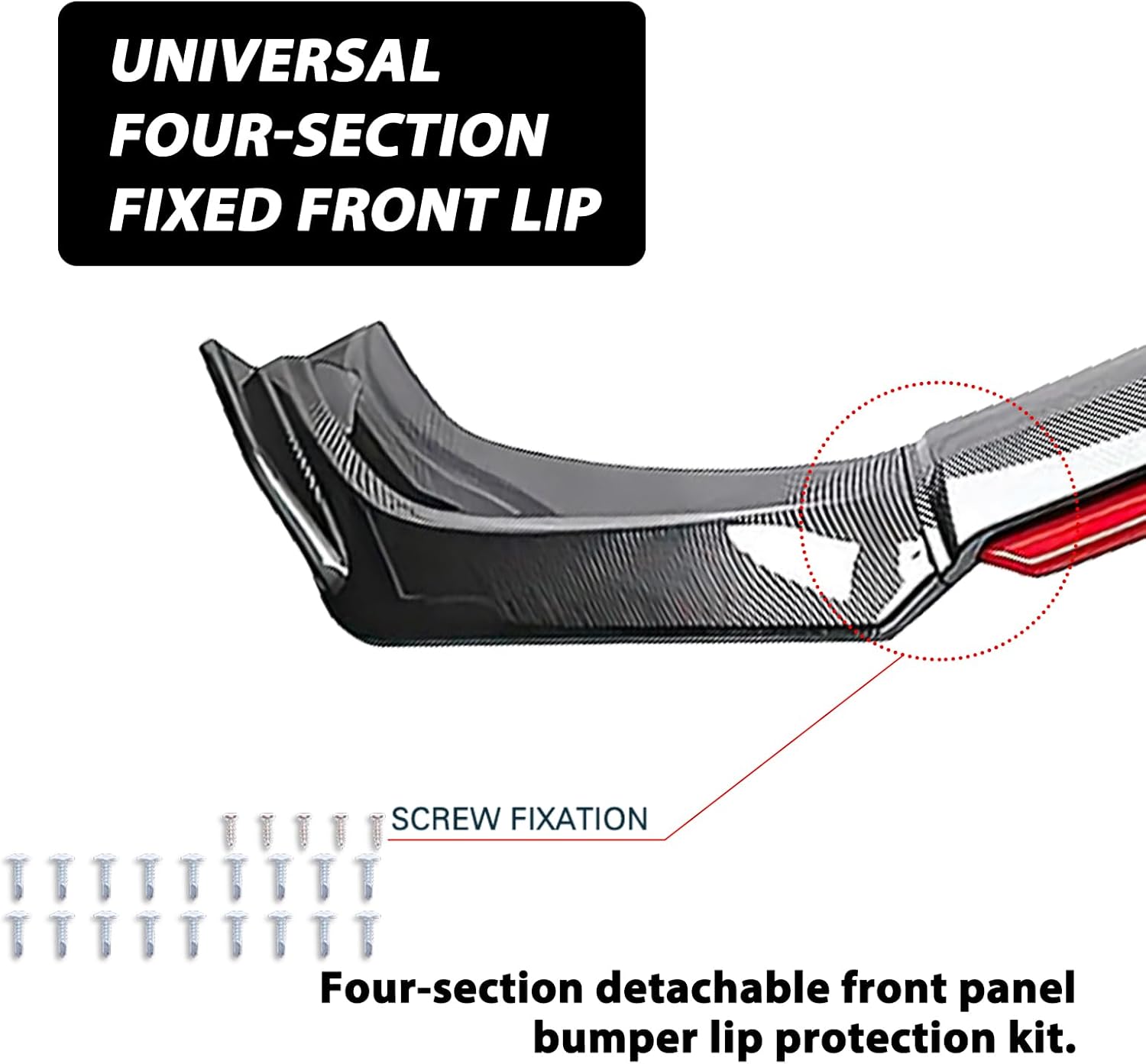 Universal Front Lip for Car,4 PCS Kit Front Bumper Lip Diffuser Front Protector Wide Body Kit Compatible with Honda Civic Toyota Hyundai Nissan Chevy Silverado Dodge Cadillac Altima