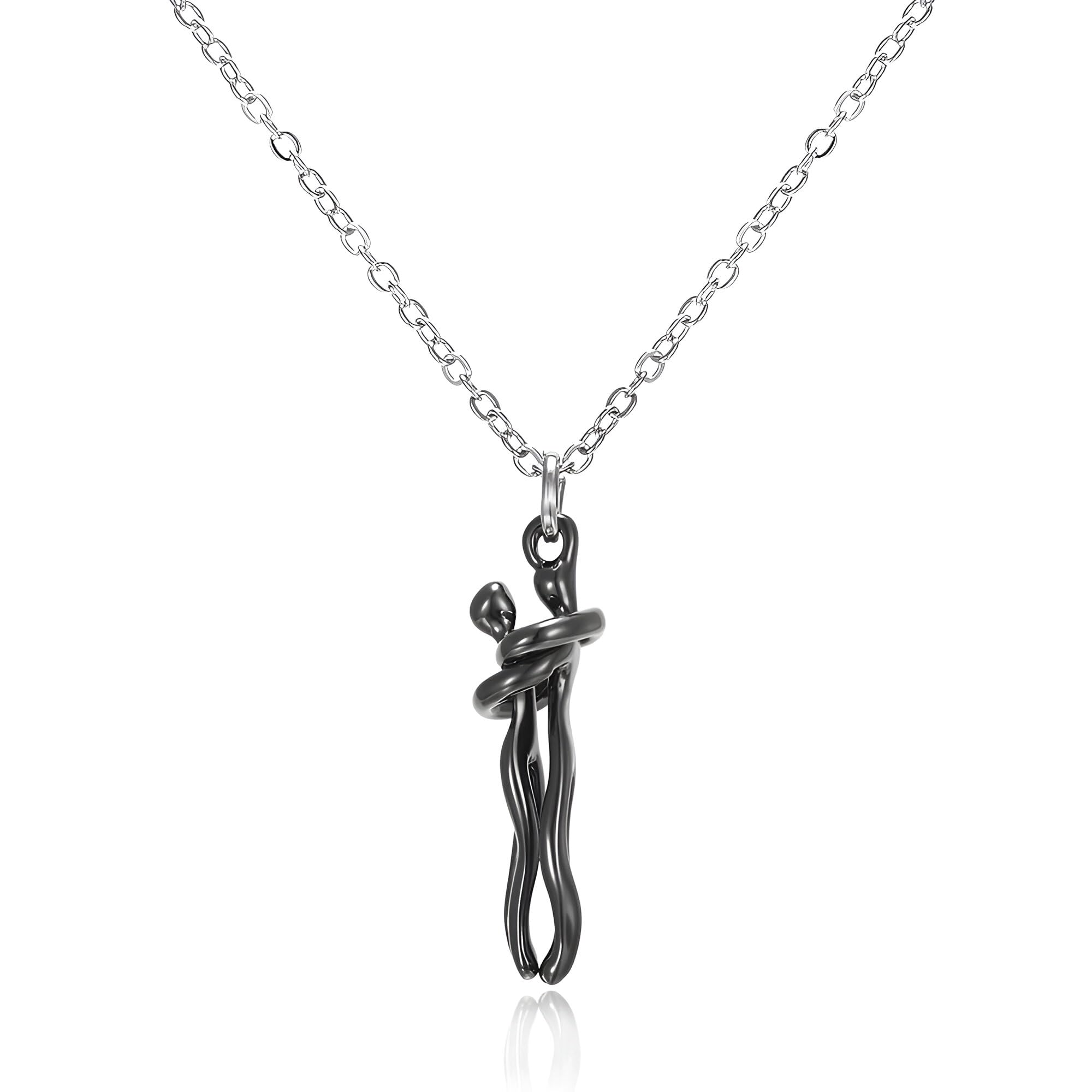 Umarmungs-Halskette aus 925er-Sterlingsilber für Damen und Herren, Umarmungs-Halskette, Halsband mit Umarmungs-Anhänger, Kette für Männer, Halsketten für Liebhaber, Frauen, Paare, Umarmungs- und