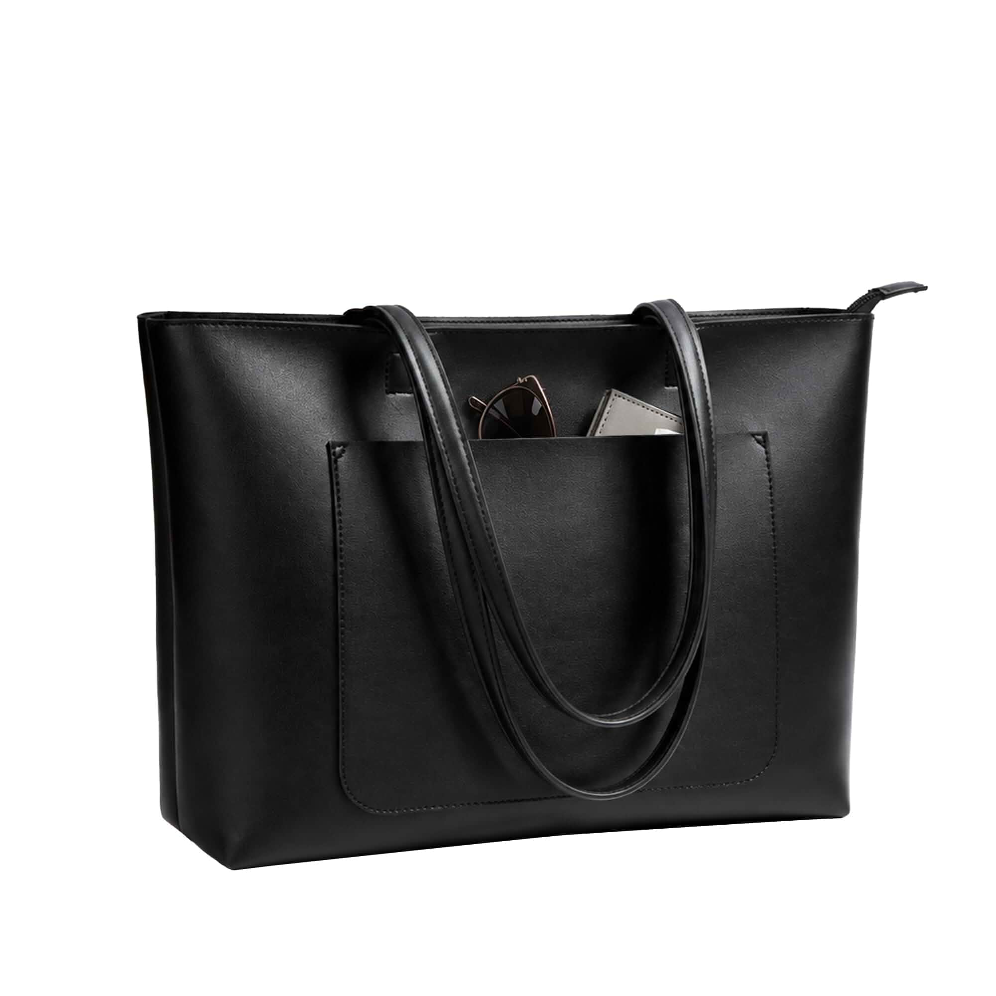 Tote Bag for Women Leather Work Shoulder Bag Large Capacity with Zipper Lightweight Work Laptop Tote Fits 15.6" Laptop, Travel, School & Office Use, Structured Design for Daily Carry