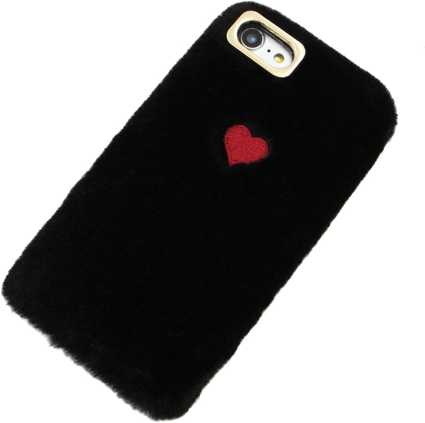 Herzzer Plush Case for Moto G Power (2021),Warm Winter Cute Short Fluffy Love Heart Pattern Furry Faux Fur Fabric Girly Flexible Soft Silicone Shockproof Back Cover,Black : Toys & Games