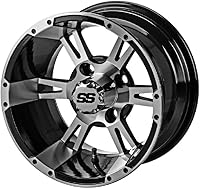 Vista 2 de Bundle - 9 Items: LSI Raptor 12" Golf Wheels Black/Machined 23" X-Trail Tires [for E-Z-GO & Club CarGolf Carts]
