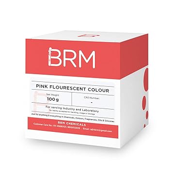 BRM Chemicals Pink Fluorescent Colour - 100 Grams Dispersible In Oil & Water - For Soap Making, Candle Making, Shampoo Making, Lotions, Make Up, Cosmetics & DIY Personal Care