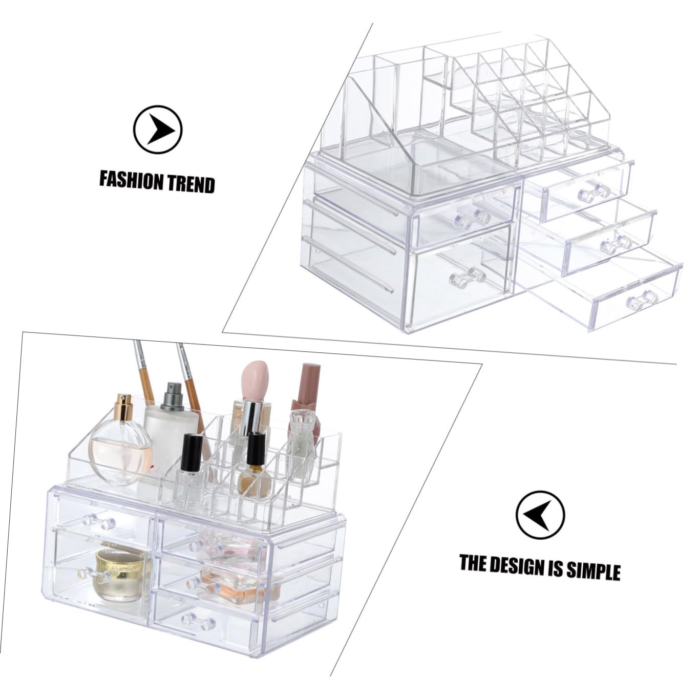 Acryl Kosmetikorganizer für Schubladen Make Up und Pads