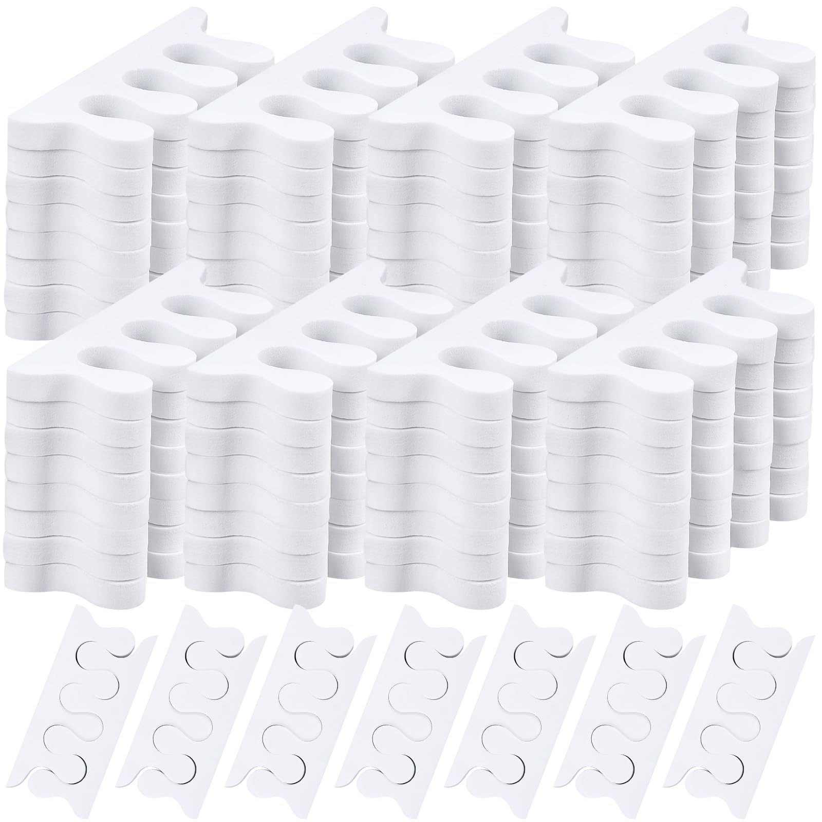 Mumufy 500 piezas (250 pares) separadores de dedos de los pies, kit de herramientas de pedicura, pintura artística de dedos suaves para spa (blanco)