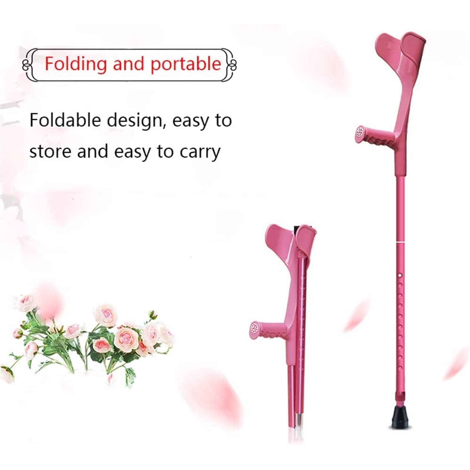 1 par de Muletas de Antebrazo Plegables, Bastón de Aluminio Aajustable en Altura de 10 Niveles, Manijas Ergonómicas, para Adultos y Niños con Alturas de 140-185 cm (Color : Blue)