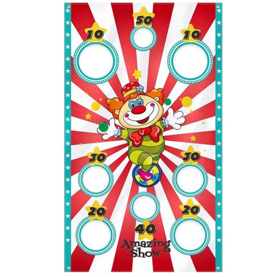 SUPVOX Jeu de Lancer de Paquet de Sable Suspendu Clown pour Garçon et Filles et Famille, Bannière Polyester 3 Paquet de Sable Colorés Aléatoires, Jeu Extérieur Couleur Aléatoire