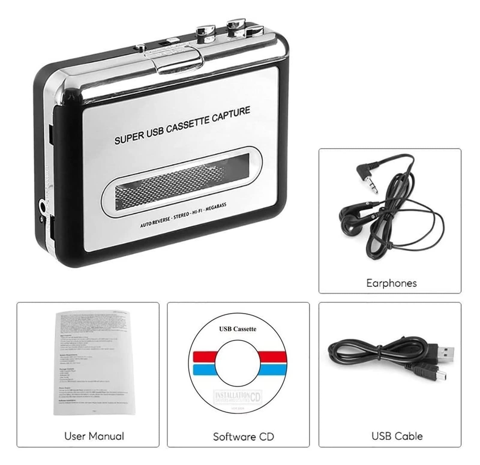 Odtwarzacz kasetowy USB Kaseta na konwerter MP3 Przechwytywanie głosu Odtwarzacz muzyki Magnetofon kasetowy