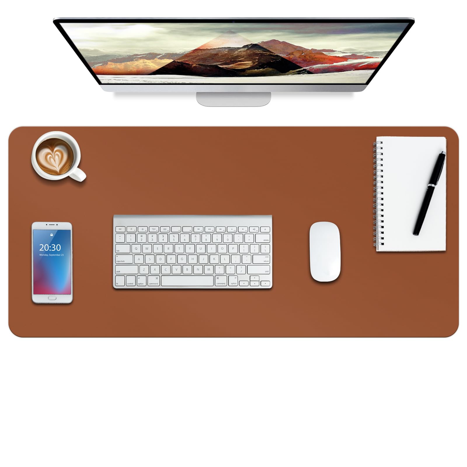 Boutilon Leather Desk Pad Protector,Non-Slip Mouse Pad,Laptop Desk Pad,Office Mouse Mat,Waterproof Leather Desk Blotter,Desk Writing Pad for Office