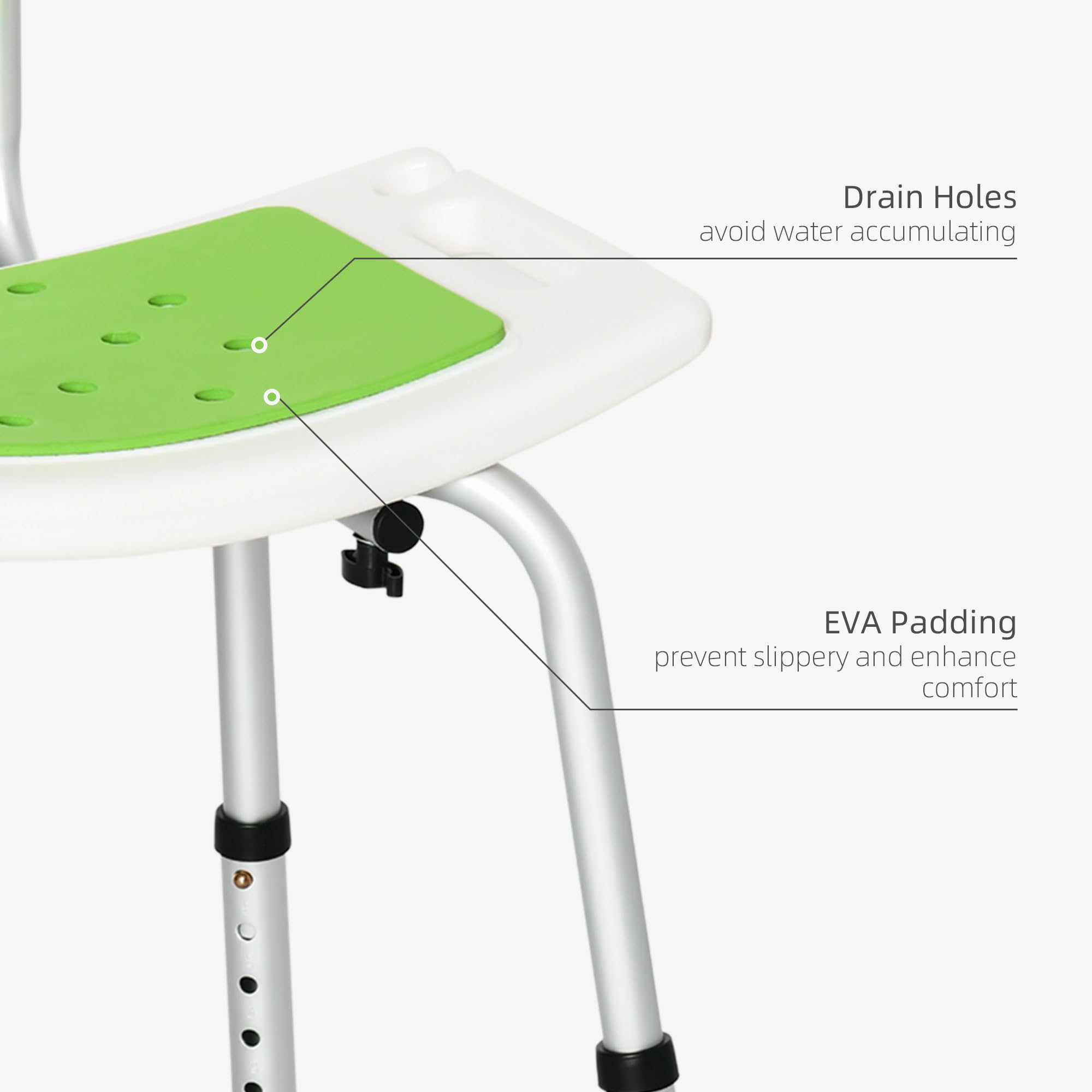 HOMCOM Silla de Ducha para Ancianos y discapacitados, Respaldo, Verde