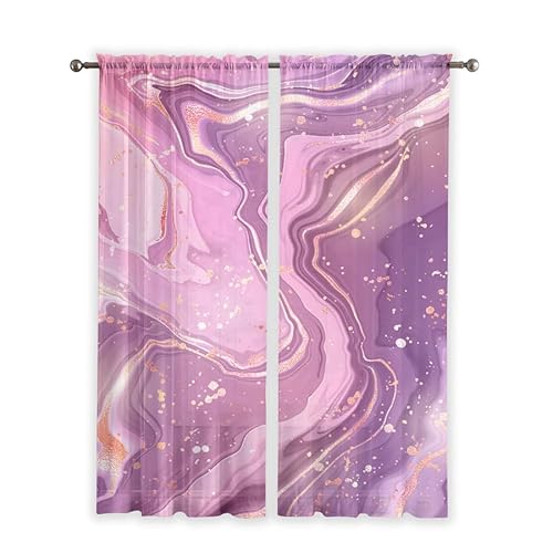 Blackout Curtains Pink Purple Marble Curtains for Bedroom Living Room Eyelet Curtains Reduce Noise Bedroom Curtains Heat Insulation Curtains Eyelet Bedroom Curtains Blackout 2x140x240cm