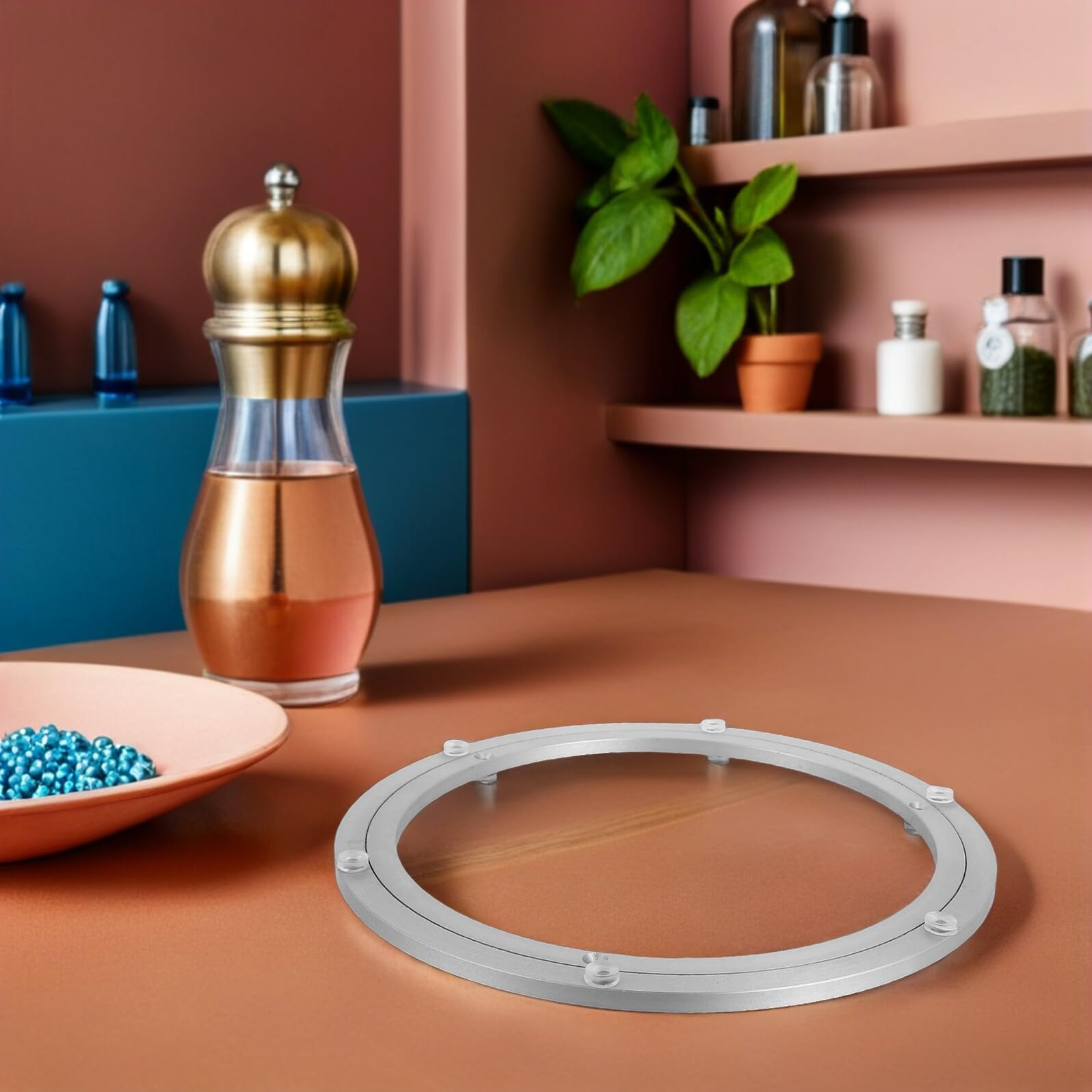 Hohopeti Base Giratoria de Aleación de Aluminio con Rodamiento Resistente y Silencioso para Mesa Comedor Plato Giratorio Pesado para Bandejas y Servicio de Cena