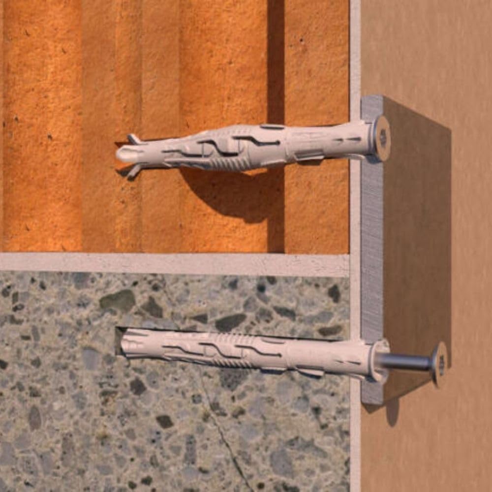 BATIFIX Allzweck Rahmendübel, Langschaftsdübel, Senkkopf 10x120 mm, 10 Stück | Senkkopf Schraube, Edelstahl A4, ETA Zulassung, Fensterrahmendübel