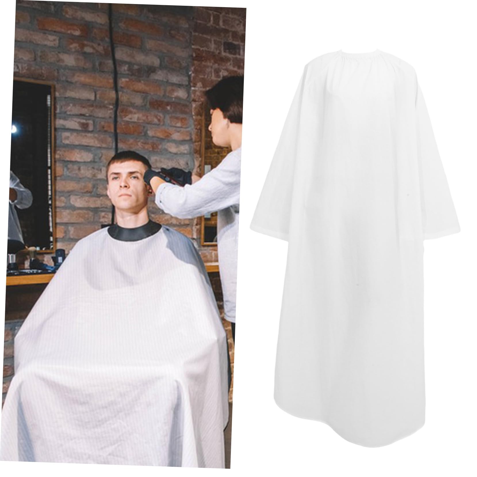 Baluue Friseurumhang mit Ärmeln, Oversized, Nylon TAFT, Weiß