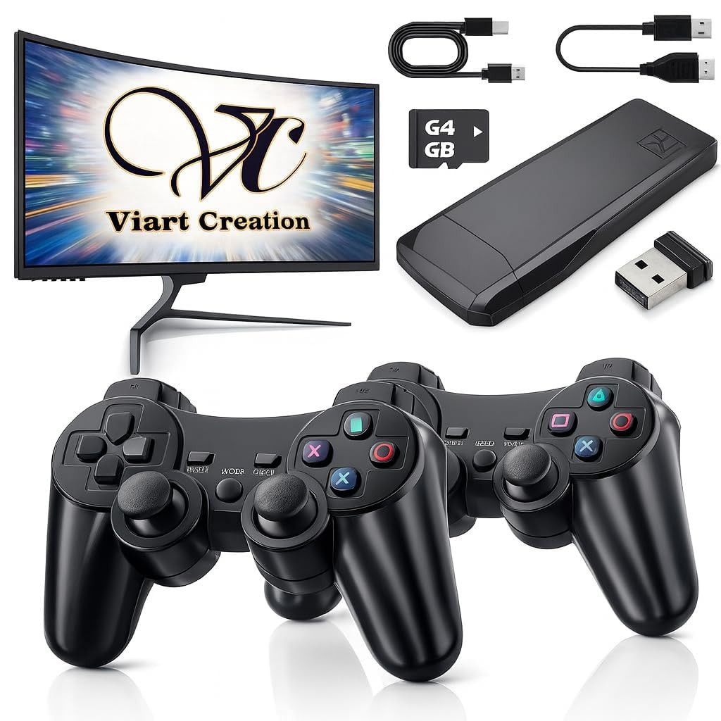 New (2026) Upgraded TV Video Game Gaming System, Plug & Play Video TV Games HD with Wireless 2 Controllers for Men/Women/Girls/Boys/Adult/Kids (Black)