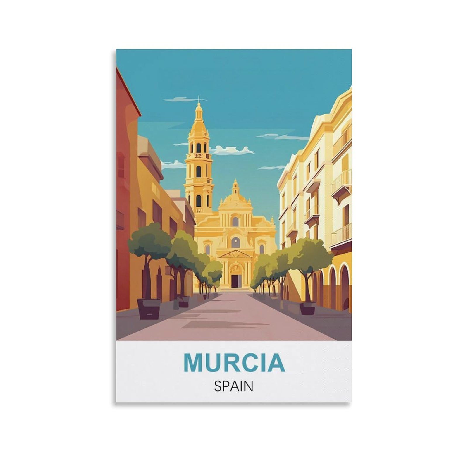 HNROJICO Murcia Spain Vintage Travel Poster 08x12inch(20x30cm) Canvas Wall Art Prints