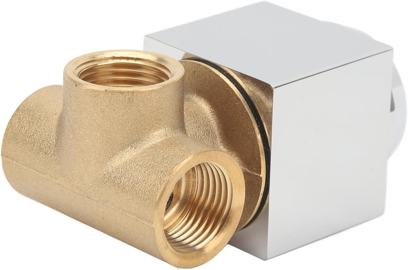 Tyenaza Shower Handle Valve, Copper Square Wall Mount Shower Rough In Mixing Valve Faucet Trim Kit for Home and Hotel Bathroom