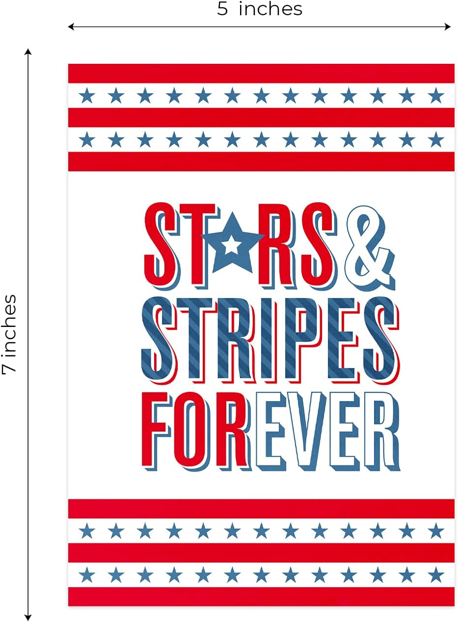 Canopy Street Patriotic 4th Of July Party Invitation / 25 Fill in the Blank Red White Blue Themed Event Invites With Envelopes / 5" x 7" Independence Day Invitations/Made In The USA