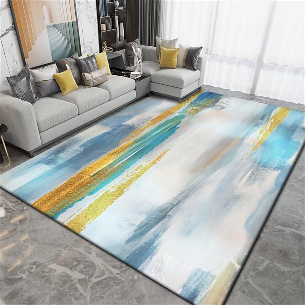 Tapis de créateurs d'art bleu et graphique 80x200cm