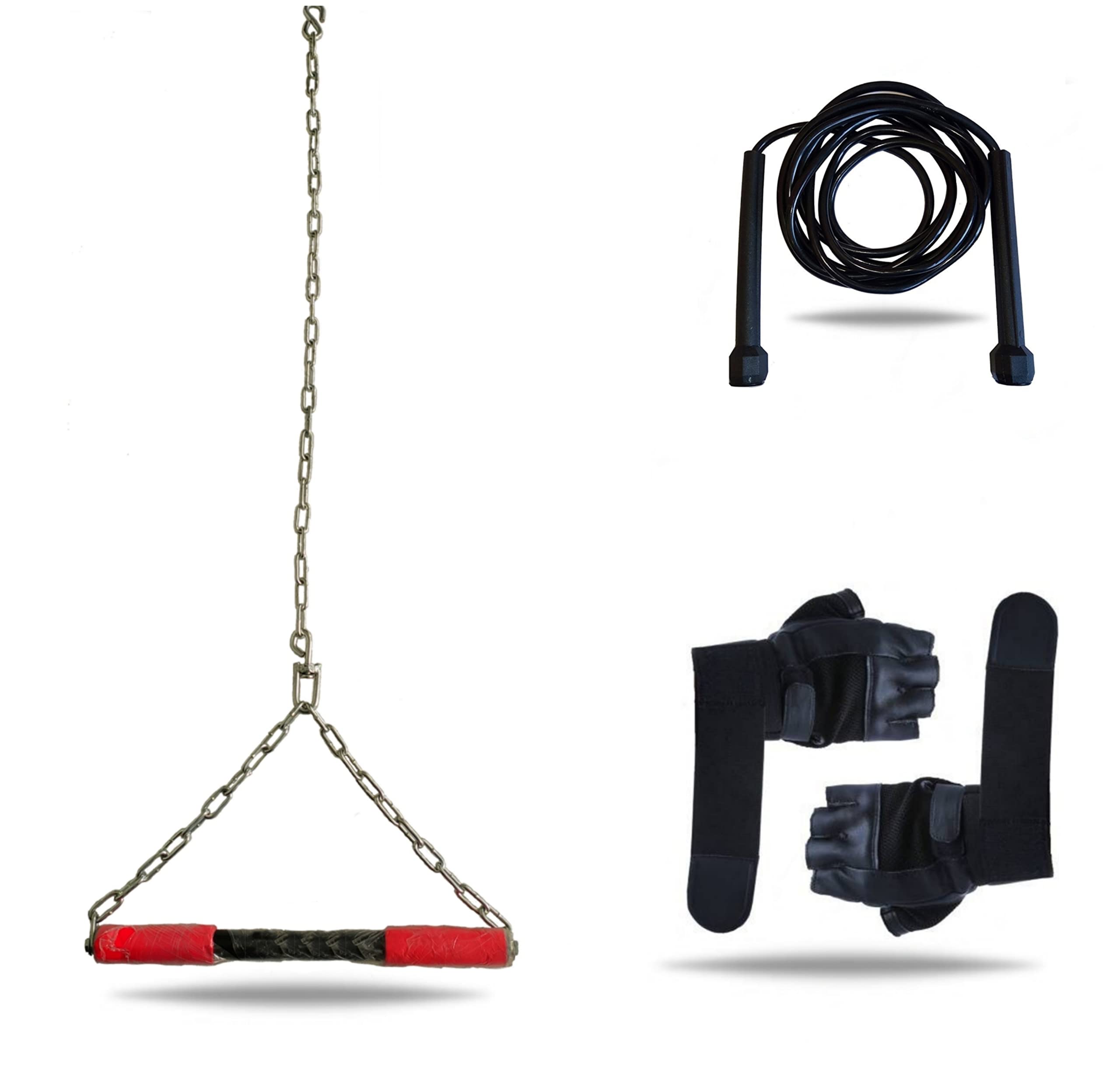 SKMT NEVER LOSE UNTIL YOU WIN Hanging Rod Chin ups and Pull Ups Exercise with Heavy Duty Chain Combo Pack (Hanging Rod/Jump Rope/Gym Gloves with 8MM SNAP Hook)-image-17