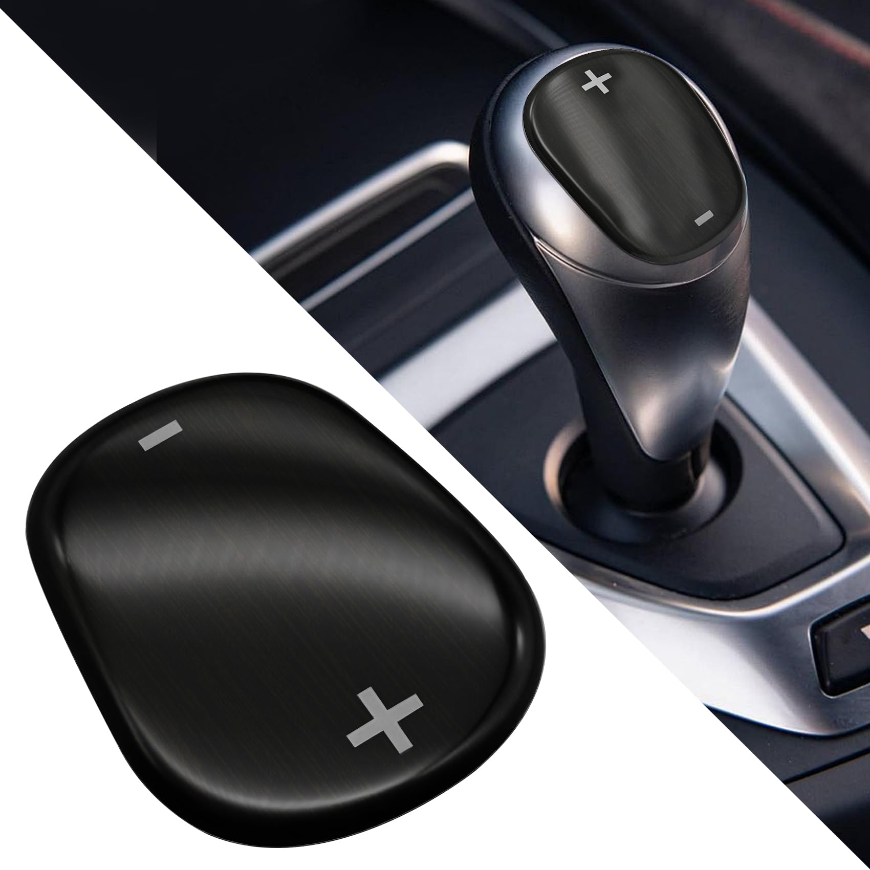 Auto Gear Shift Knob Cover Sticker, Stainless Steel Car Center Control Gear Lever Cover, Car Self-adhesive Sticker Accessories for Chevy Equinox 2018-2020 Chevy Cruze (Black Titanium Brushed)