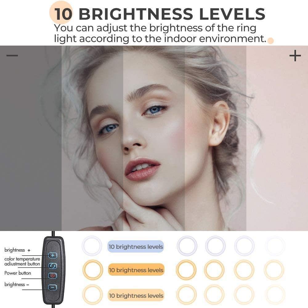HMTE Anneau Lumineux 26cm téléphone Portable lumière de Remplissage en Direct trépied LED Anneau Lumineux Bureau beauté Photo éclairage lumière