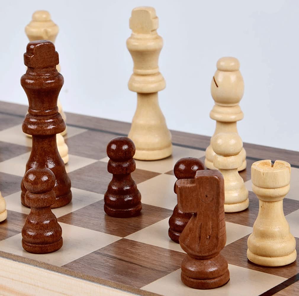 Set Scacchi Magnetic Folding Chess Set, 15.4 "x .4" portatile di viaggio legno scacchi Board Game , Crafted Pieces bagagli con 1 flanella Borse, Perfetto bambini principianti e adulti Scacchiera Gioco
