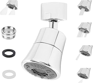 ProChosen Tap Aerator, Kitchen Sink Faucet Aerator 5 Modes Spray Function 360°Swivel Tap Aerator 22mm Water Saving Avoids Splash Filter Faucet Tap Aerator Spray Head Faucet Sprayer Attachment