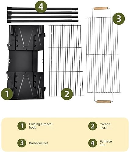 Miniatura 6 de Parrilla de carbón portátil Parrilla de carbón Parrilla de barbacoa para cocinar barbacoa Parrilla para patio trasero, fiesta, picnic, viajes,