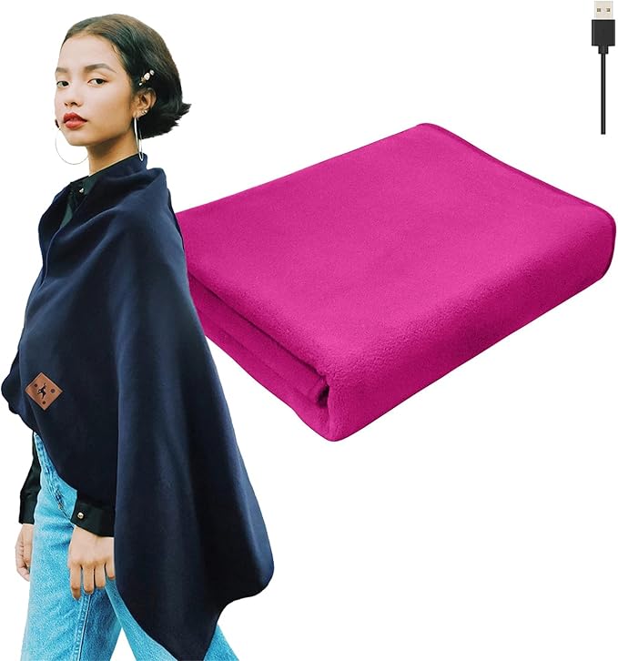 Review Washable Heated Blanket Wrap Shawl USB Heating, Multifunctional Soft Flannel Wearable Electric Throw for Office Home, Power Bank NOT Included (Hot Pink) Review Washable Heated Blanket Wrap Shawl USB Heating, Multifunctional Soft Flannel Wearable Electric Throw for Office Home, Power Bank NOT Included (Hot Pink)