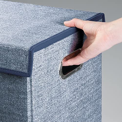 Mdesign Extra Large Divided Laundry Hamper Basket With Removable Lid, Built-In Handles - Portable And Foldable For Compact Storage - Navy #TOP3