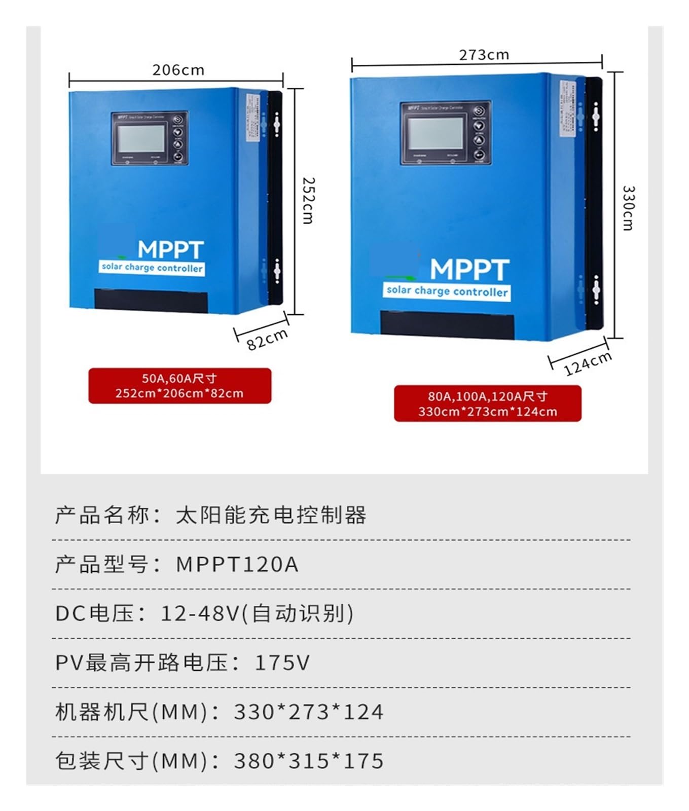 Controlador de Carga Solar Controlador de Carga Solar MPPT 120A identificación automática