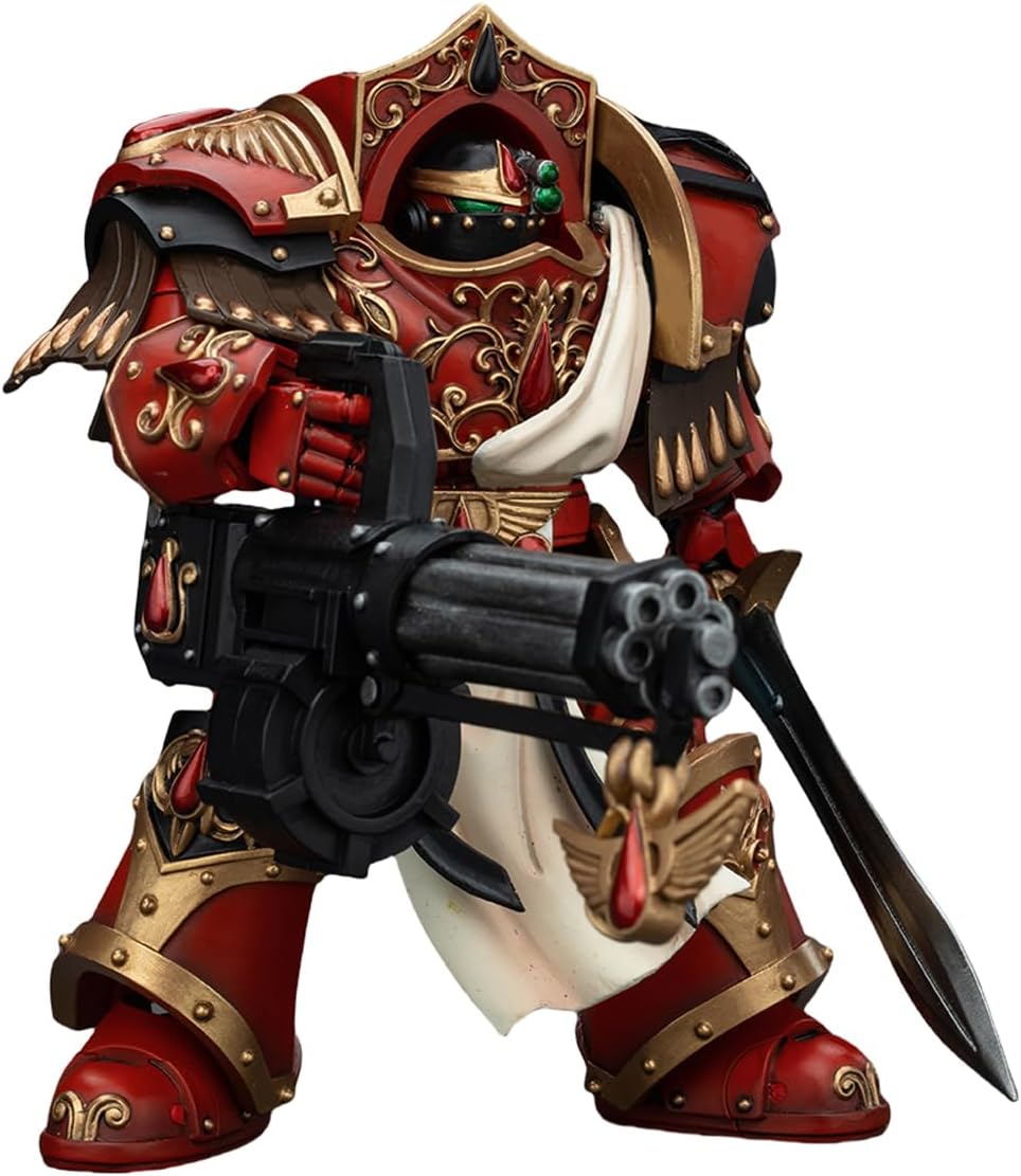 JOYTOY Warhammer The Horus Heresy 1/18 Action Figure Blood Angels Crimson Paladins Squad Crimson Paladin with Iliastus Assault Cannon Collection Model