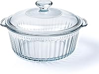 Vista 1 de Luvan 2.4L/2.5Qt Round Glass Casserole Dish with Lid, Clear Baking Dish with Handles for Baking, Cooking & Serving, High Borosilicate Lead-Free
