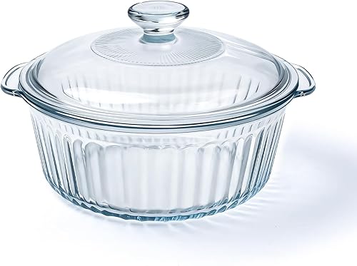 Miniatura 9 de Luvan 2.8L/3Qt Cazuela de vidrio con tapa, Cazuela de vidrio ovalada acanalada para horno y microondas, Cazuela cubierta de vidrio sin plomo