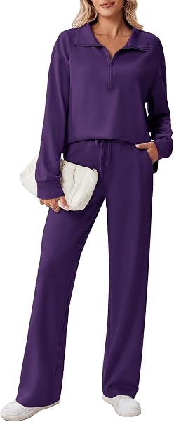PINSPARK 2 Piece Sets for Women 1/2 Zip Sweatsuit 2026 Matching Outfit Fall