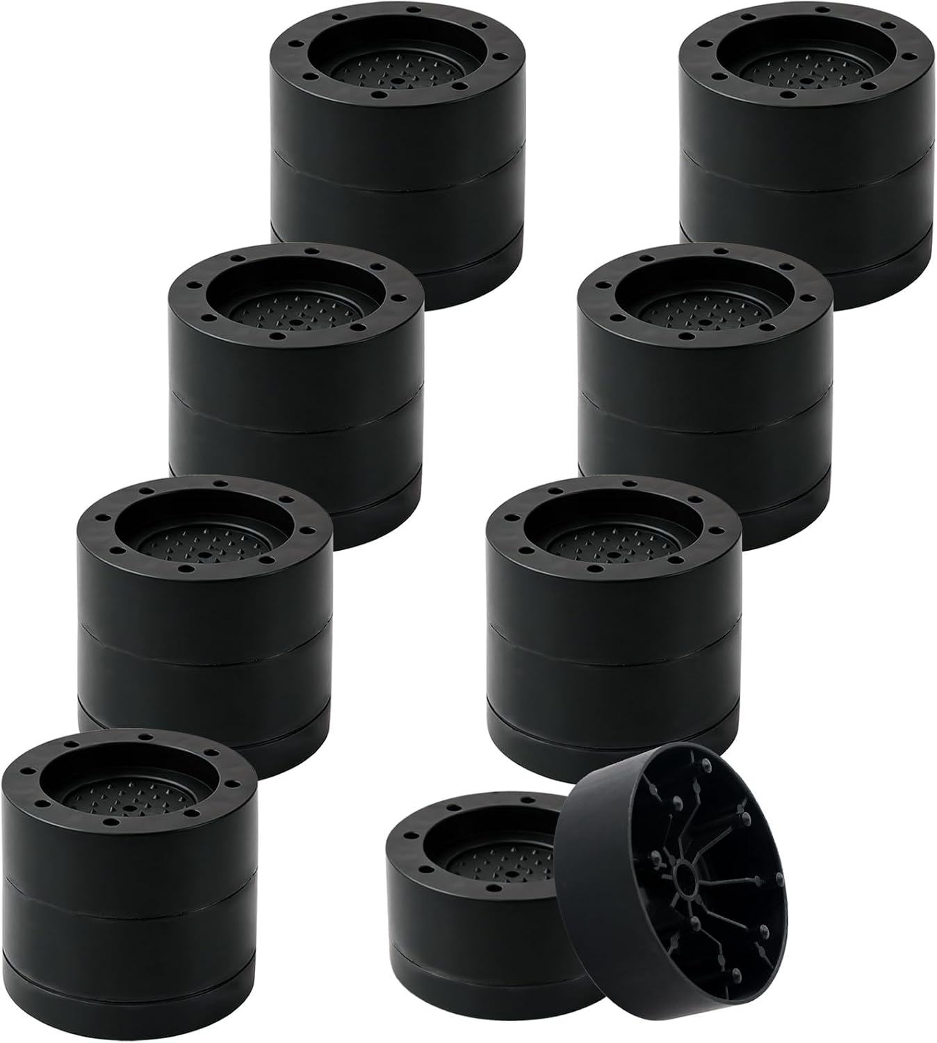 Bed Risers Adjustable Furniture Risers Heavy Duty Lifts Height 2 Inch, Round Bed Lifts Risers for Desk Table Couch Chair Sofa (Set of 4) (Black,Set of 8)