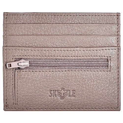 𝐒𝐊𝐘𝐋𝐄 Mens Leather Wallet (Taupe), Front Pocket Wallets for Men, Card Holder Wallet, RFID Wallet for Men Slim Minimalist, Smart Wallet for Men, Business Card Organizer, Slim Wallet, (J02-8513)