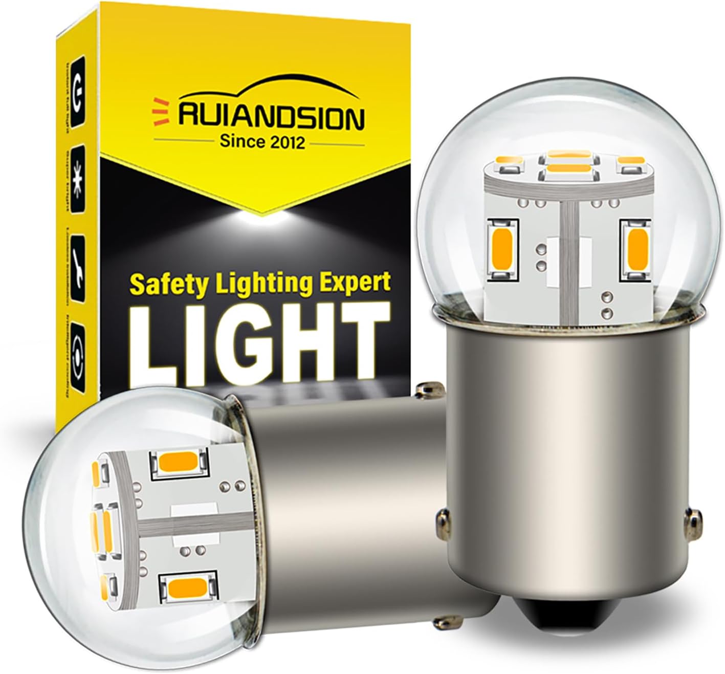 Ruiandsion 2pcs 1156 LED Bulb 6V BA15S P21W 7506 Warm White 3014 12SMD LED Chipsets LED Backup Reverse Turn Signal Tail Lights