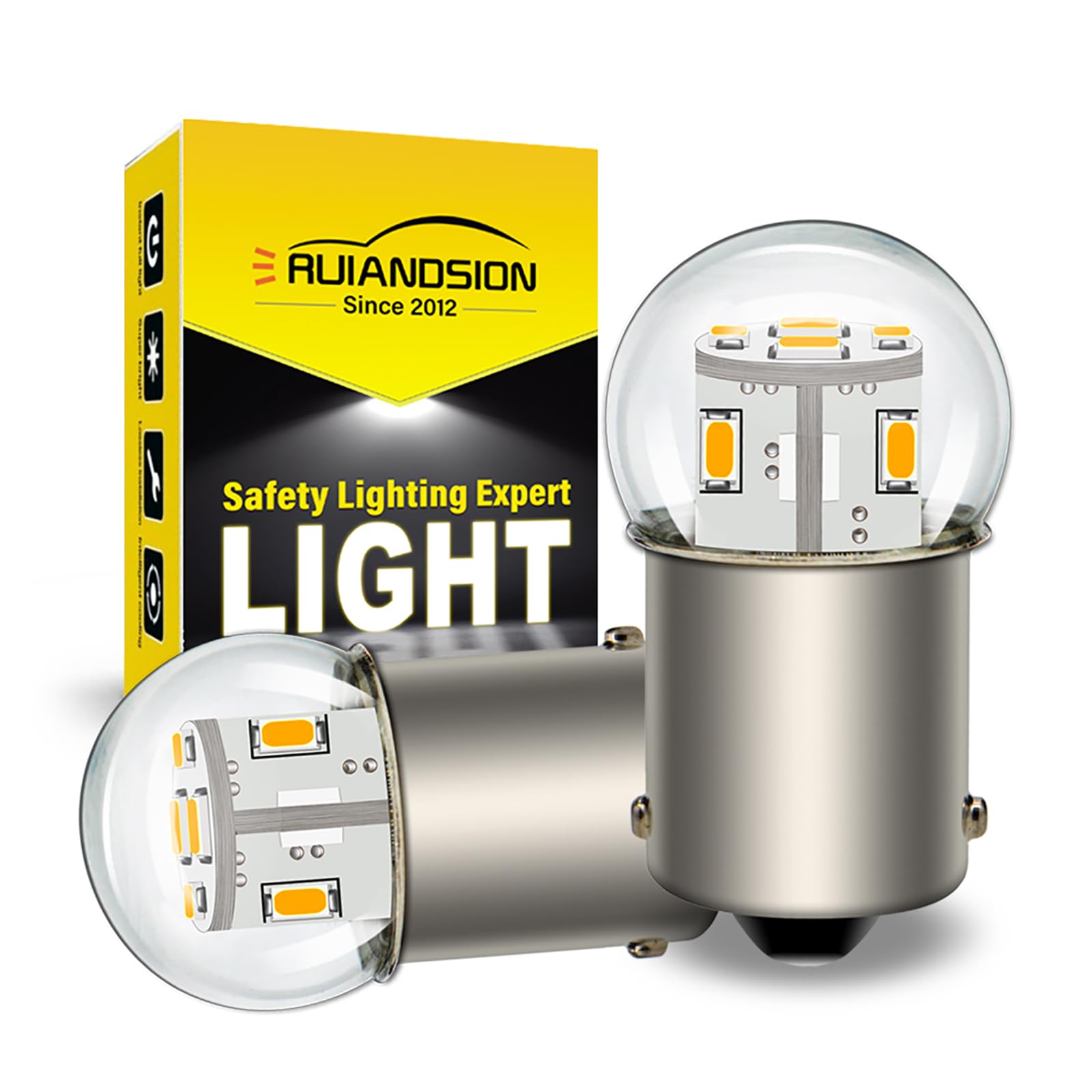 Ruiandsion 2pcs 1156 LED Bulb 6V BA15S P21W 7506 Warm White 3014 12SMD LED Chipsets LED Backup Reverse Turn Signal Tail Lights