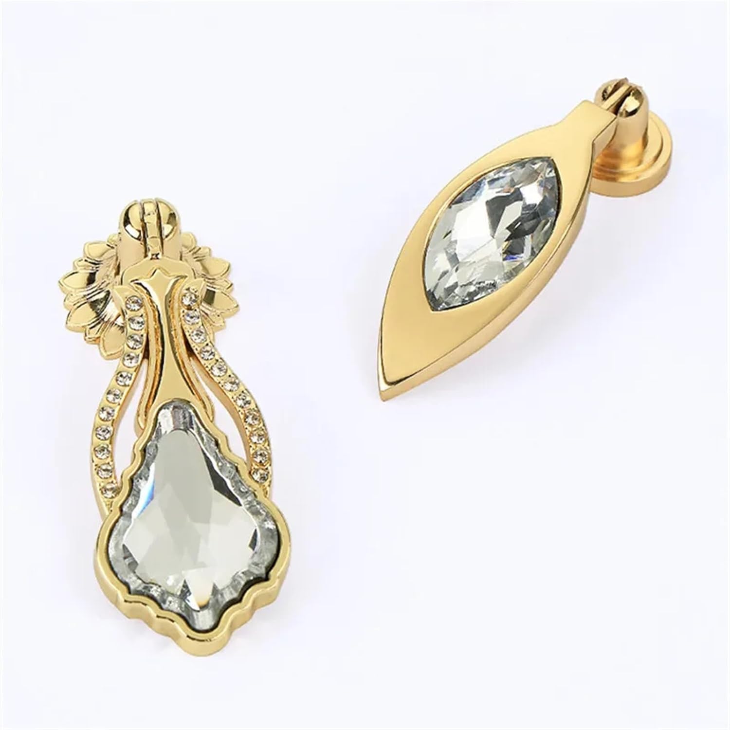 PONNYC Gold Diamond Knobs and Handles Drawer Pulls Wardrobe Cabinet Door Handles Crystal Drawer Knobs Furniture Hardware 1Pcs (Color : 6403 Large)