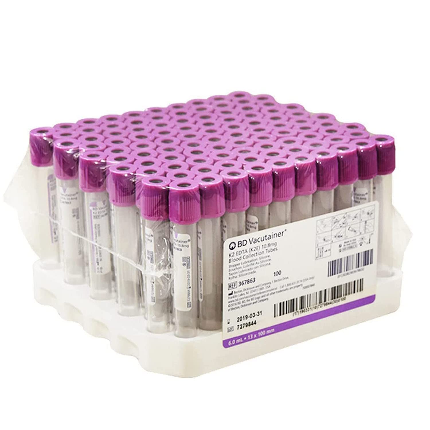 EDTA probówki wirówkowe, 6 ml próżniowe probówki do pobierania krwi, szklane probówki krwi do użytku laboratoryjnego, 100 sztuk