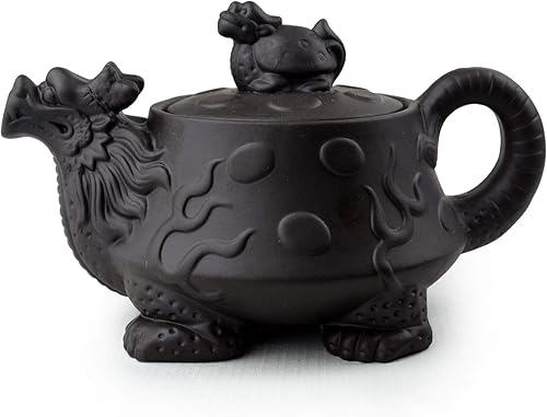 Tetera china Yixing Dragon Tortoise Auspicious Zisha Gongfu Tetera para té suelto (negro)