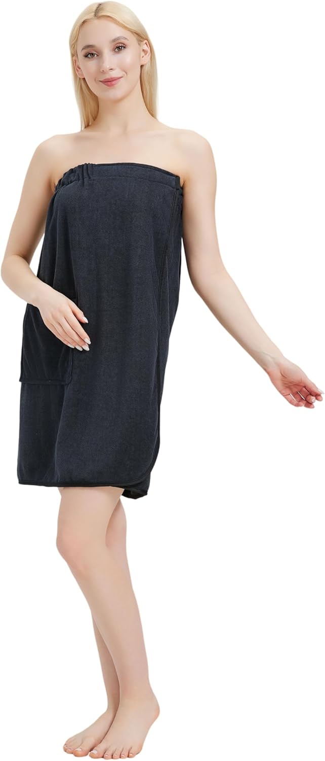 Women Shower Wrap Towel Lightweight Bath Body Spa Wrap Adjustable Closure Bathrobe - Image 5