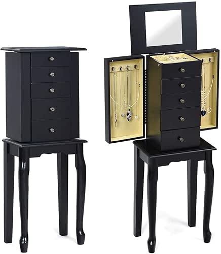 Byroce Jewelry Armoire Cabinet with Flip Top Mirror, Jewelry Organizer