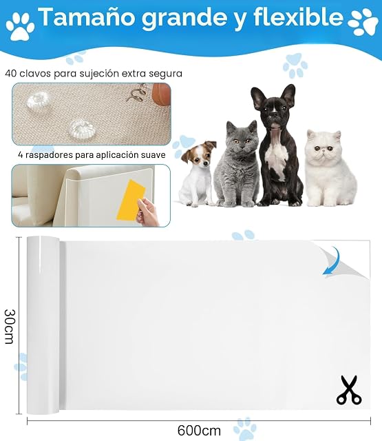 Foto 2 de 7 de Protector Sofá Gatos Arañazo, Película Autoadhesiva 600CM x 30CM, Transparente Antiarañazos para Muebles