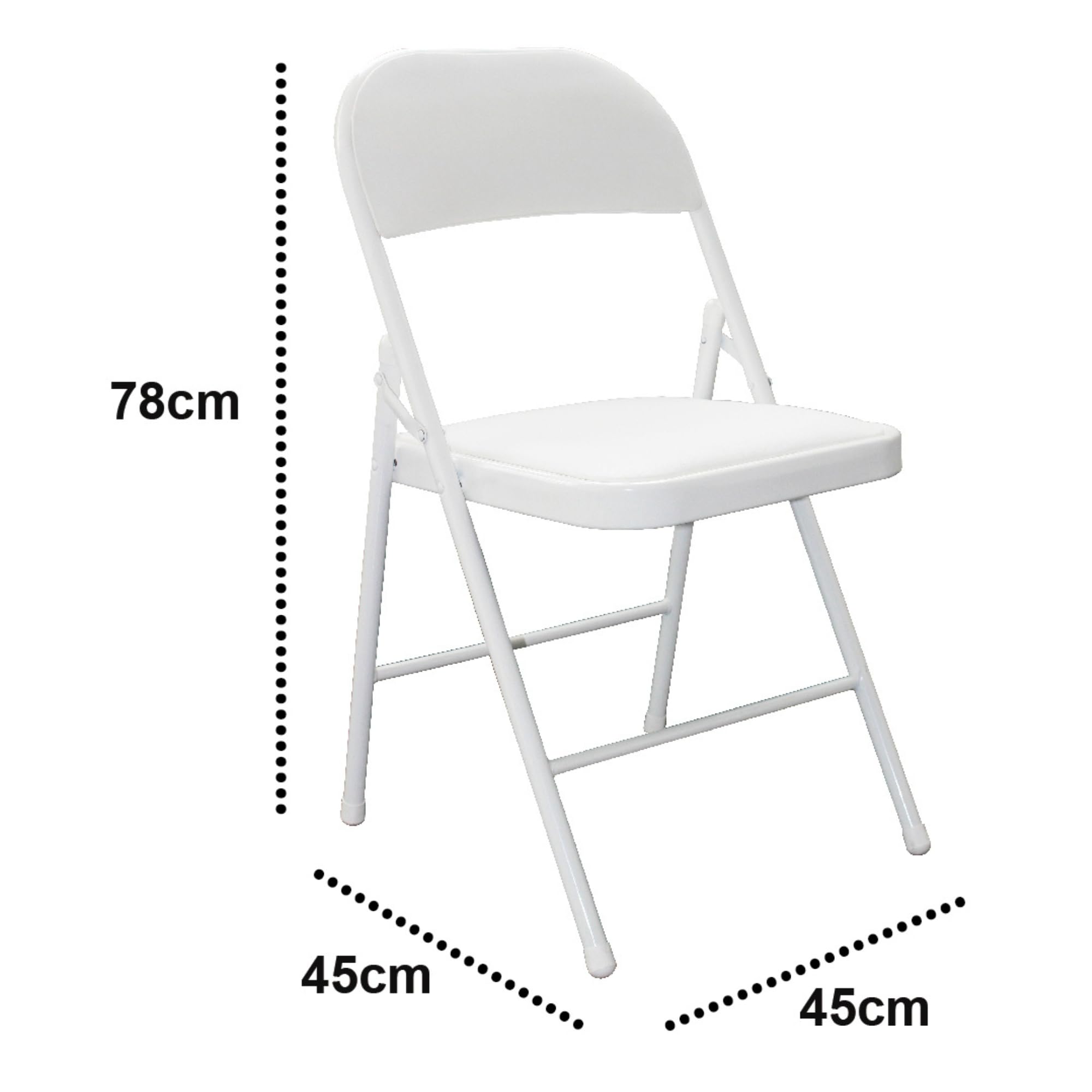 Pack 2 Sillas Blancas Plegables Premium con Asiento y Respaldo Acolchado en Polipiel PU - Estructura Metálica Reforzada para Eventos, Oficina y Hogar - Diseño Ergonómico y Cómodo (78x45x45 cm)