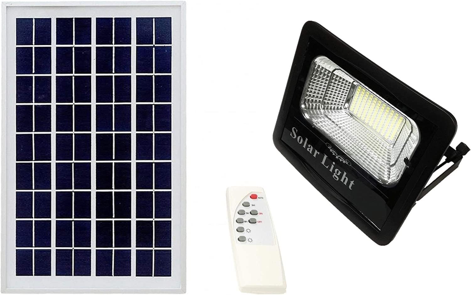 SQUADO - 100W SMD LED Outdoor Rechargeable Spotlight with Solar Panel, Twilight Sensor and Remote Control - Image 3