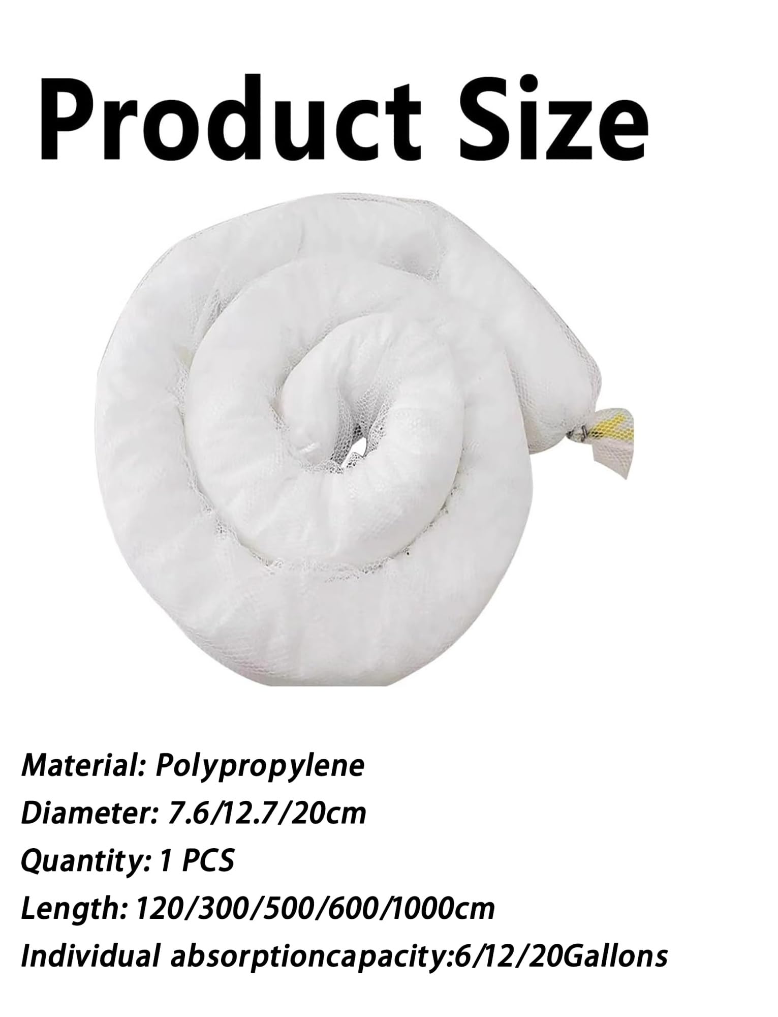 Zestaw do usuwania wycieków, Skarpety z polipropylenu pochłaniające olej 7,6-20 cm x 120-1000 cm do usuwania wycieków oleju(7.6x500cm/3x196.8in)