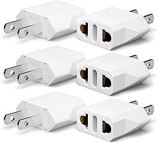 VARELLI 6 Pack of European to US/CA Plug Adapter Travel Power Plug Universal Power Jack Wall Plug Converter Input Europe/Asia to USA/Canada (White)