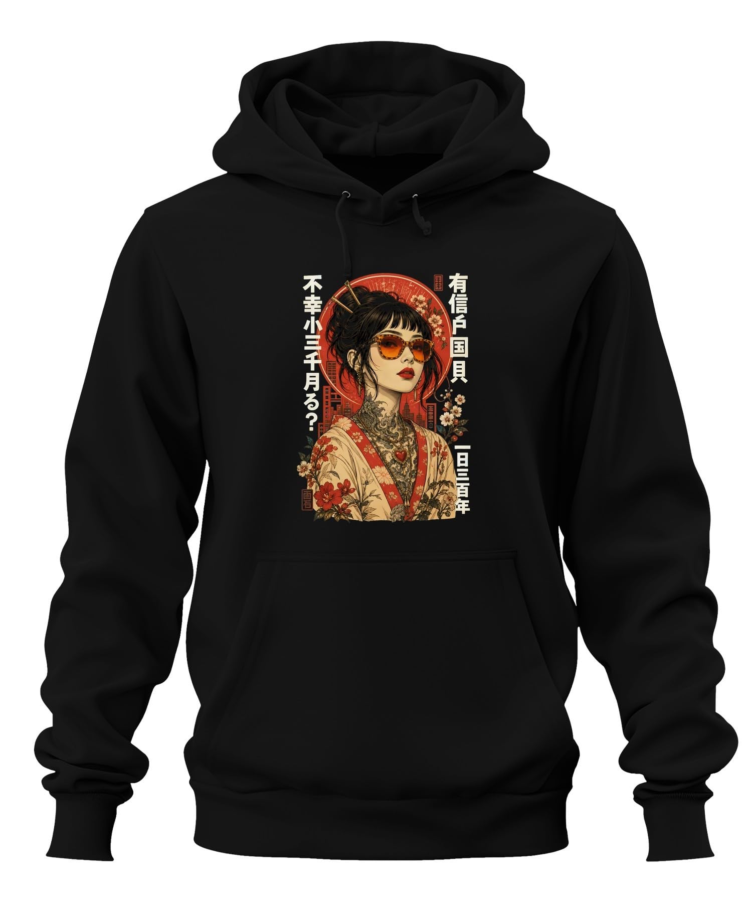 Japońska gejsza Tattoo Japan Y2K bluza z kapturem